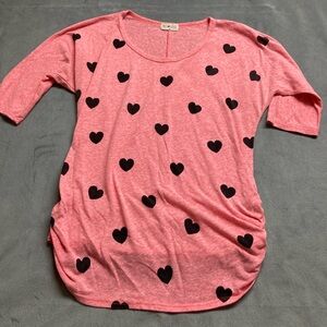 Free Kisses Women’s 3/4 Sleeve Blouse Pink Medium